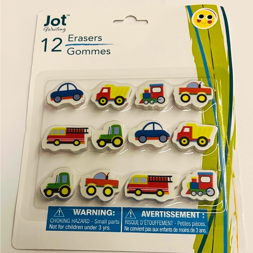 Colorful Jot Vehicle Eraser Set 24 Erasers Cars Trucks Fire Engines Train Cars